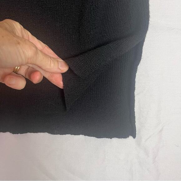 Eileen Fisher Merino Wool Tunic Sweater Womens XL Black V Neck Relaxed Basic - Picture 7 of 12